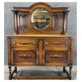 Antique Oak Mirror Back Sideboard