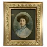 Antique Original Pastel Art, Female Portrait