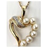 10K Yellow Gold Heart Pendant & 15 ' Necklace