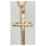 14K Gold Cross Pendant & Gold Filled Chain