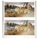 2pc Gary Swanson S/N African Wildlife Art Prints