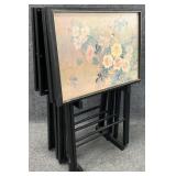 Set of 4 Chinoiserie TV Trays w/ Stand