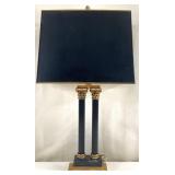 Marble & Brass Double Colum Tole Shade Lamp