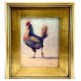 Original Colorful Rooster Framed Painting