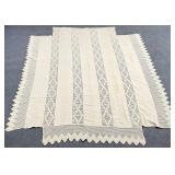 Antique Embroidered Linen & Crocheted Coverlet