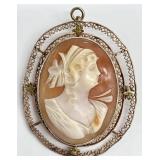 Antique 10K Gold Cameo Pendant