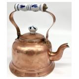 Copper Kettle w/ Blue & White Handles