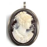800 Silver Cameo Brooch Pendant