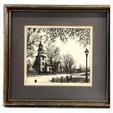 Leonard H. Mersky Pencil Signed Church Etching