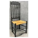 Black Rush Bottom Slat Back Chair