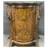 Faux Stone Top Demilune Cabinet