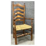 Antique Oak Rush Bottom Ladder Back Chair