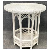 Round White Wicker Accent Table