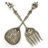 2pc Ornate Italian Pierced Salad Serving Utensils