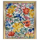 Vintage Floral Tapestry Style Needlework Art