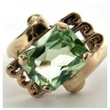 Art Deco 10K Gold Uranium Glass Ring