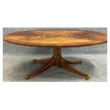 Oval Banded Mahogany Coffee Table