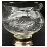 Newport Sterling Silver Base Etched Crystal Dish