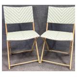 Pair Metal Frame Folding Patio Chairs