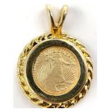 Gold Tone Coin Pendant