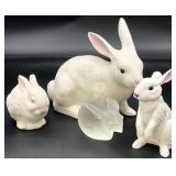 4pc Ceramic, Porcelain, Glass Rabbit Figures