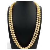 14K Gold Clasp Double Strand Faux? Pearl Necklace