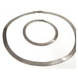 Italian Sterling Herringbone Necklace & Bracelet
