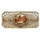 10K Yellow Gold Filigree Brooch