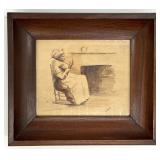 African American Woman in Rocking Chair Watercolor