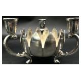 Italy Silver Plate Lotus Candle Holder