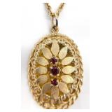 14K Gold Red Stone Pendant