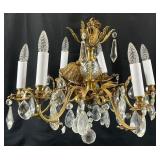 Ornate Brass 6 Arm Chandelier
