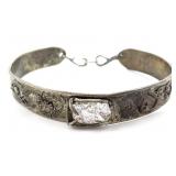 Antique Inscribed Sterling Silver Cuff Bracelet