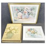 3pc Floral Art Prints - As Is