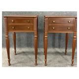 Pair Walnut Two Drawer Stands