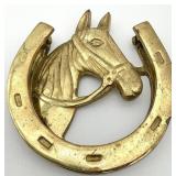 Brass Horse Head Horseshoe Door Knocker