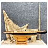 Large Wooden Model Sailboat