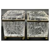 Pair Castilian Imports Cut Crystal Boxes