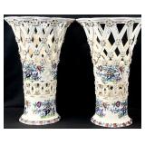 2 RARE Antique Booths Pompadour Vases