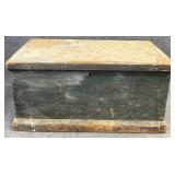Antique Flat Top Wooden Trunk