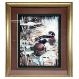 Wood Ducks in Marsh Framed Art Print