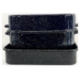 2 Speckled Enamel Roasting Pans