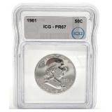 1961 Proof-67 Silver Franklin Half Dollar