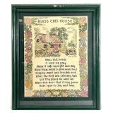 Antique / Vintage Bless This House Needlepoint Art