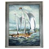 Signed Original Nautical Sailing Scene Painting