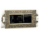 Solid Brass Surround Mirrored Footed Tray