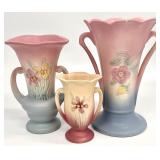 3 Hull Pottery Dogwood & Iris Vases