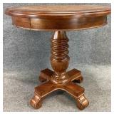 Burl Top Banded Pedestal Accent Table