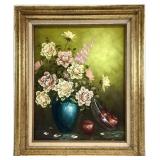 Vintage Original Floral Still Life Oil Painting,