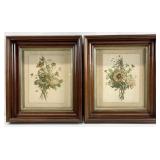 2 Antique Framed Floral Art Prints